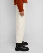Pantalon en Twill de Coton mélangé Barrel écru
