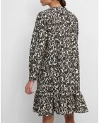 Robe mi-longue à fleurs noire