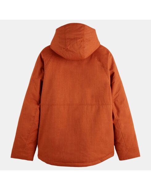 Parka Courte à Capuche Int Print orange