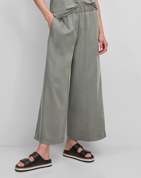 Pantalon ample à taille élastique vert de gris