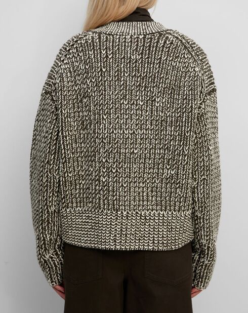 Gilet en Laine mélangée grosse maille marron/écru