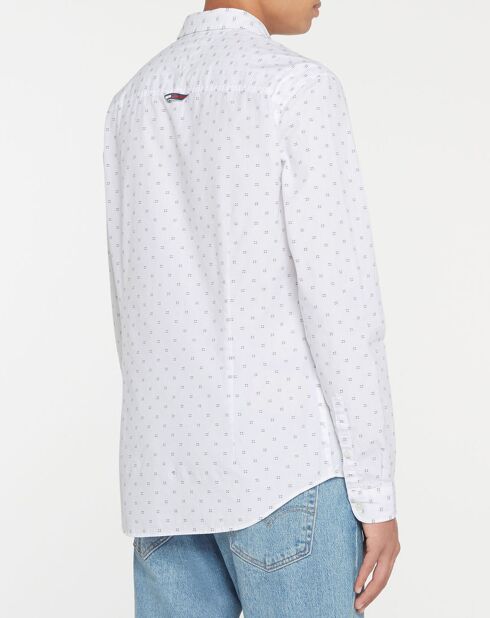 Camisa delgada Dobby blanca estampada