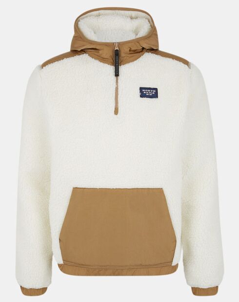 Blouson zippé Sherpa Bi-matière blanc/beige