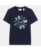 T-Shirt en Coton organique à Logo rond bleu marine