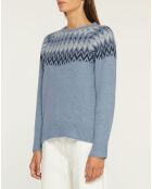 Pull en Laine mélangée Mati à imprimé jacquard bleu