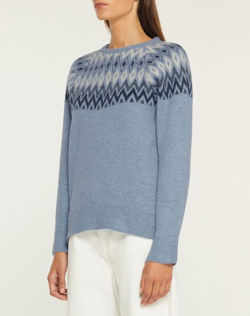 Pull en Laine mélangée Mati à imprimé jacquard bleu