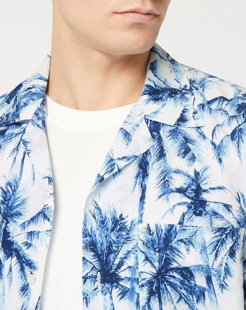 Weiß/blaues Regular Palm Shirt