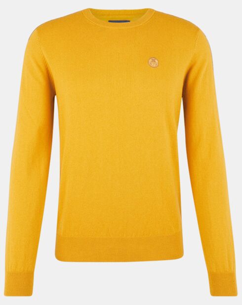 Pull en Coton Bio & Laine col rond jaune foncé