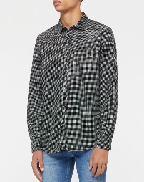 Camicia in velluto a coste con stampa grigia