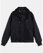 Blouson Aviateur en Laine mélangée bleu marine