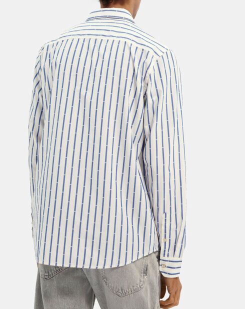 Chemise Rayée Pocket Rf blanc/bleu