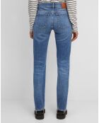 Jean droit en Coton extensible Alby bleu moyen