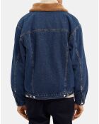 Blouson en Denim Col & Intérieur Sherpa bleu jean