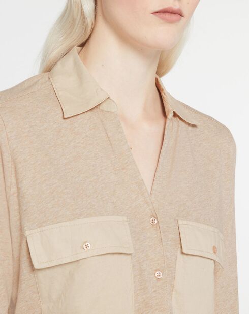 Chemise 100% Coton Bio O-Selection beige moyen