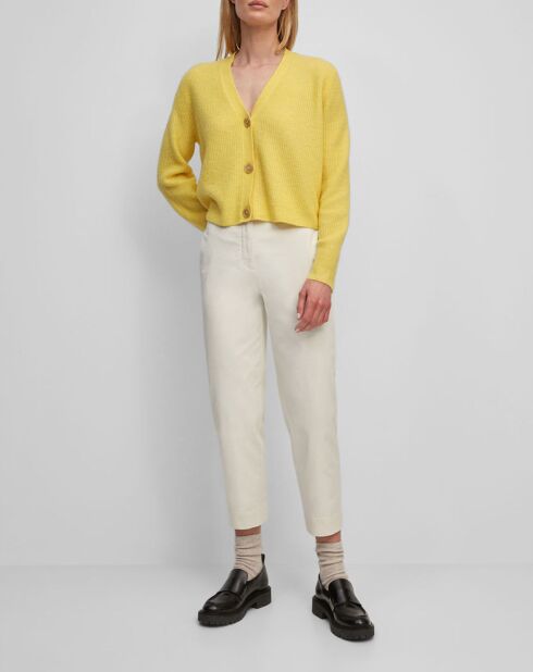 Gilet en Alpaga & Laine mélangés 3 Boutons jaune