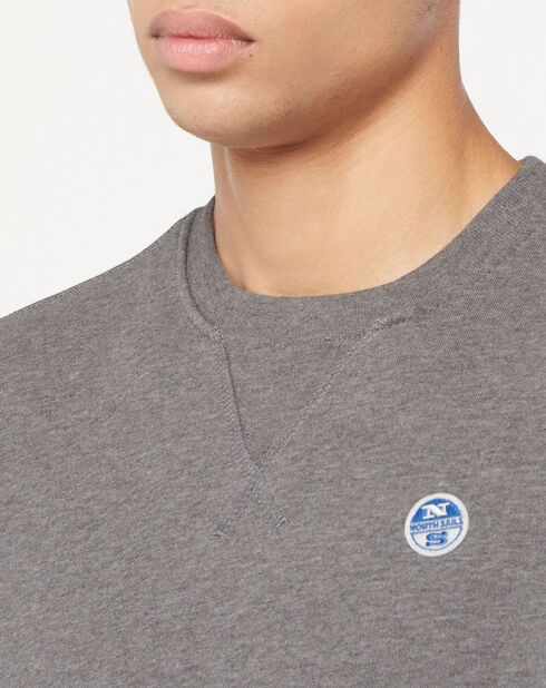 Sweat 100% Coton Bio Uni gris chiné