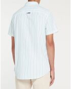 Regular Seersucker shirt met groen/witte strepen