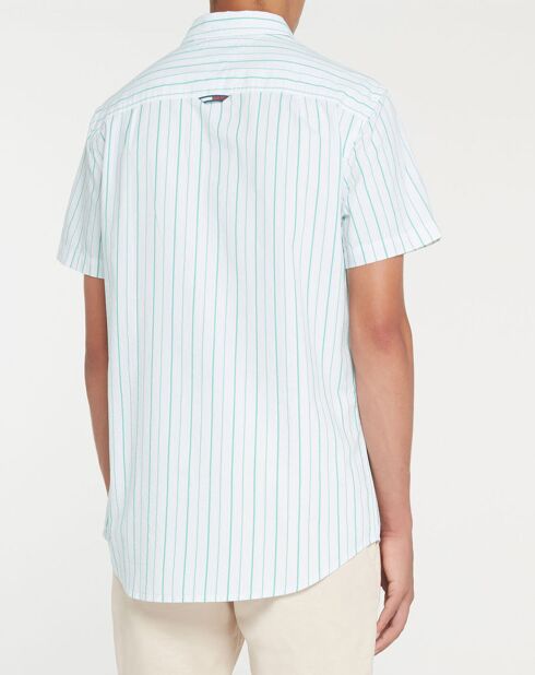 Regular Seersucker shirt met groen/witte strepen