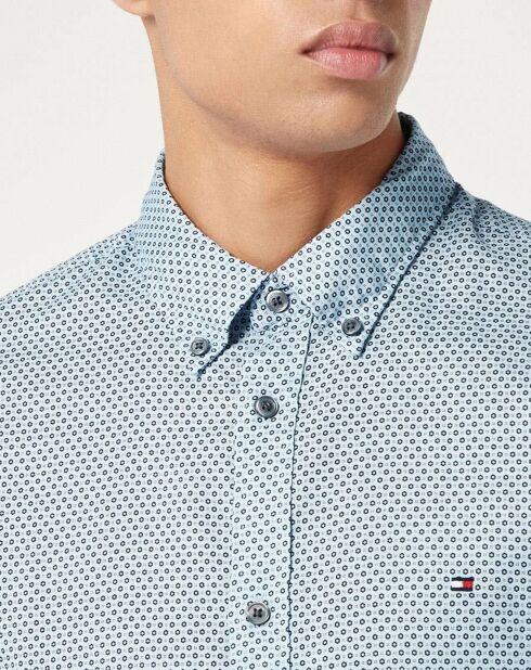 Camisa estampada azul Oxford delgada