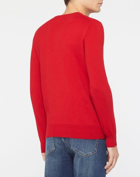 Pull en Coton Bio & Laine col rond rouge