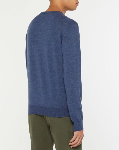 Pull 100% Laine col rond bleu