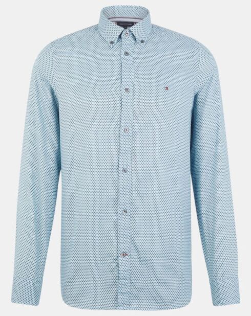 Camisa estampada azul Oxford delgada