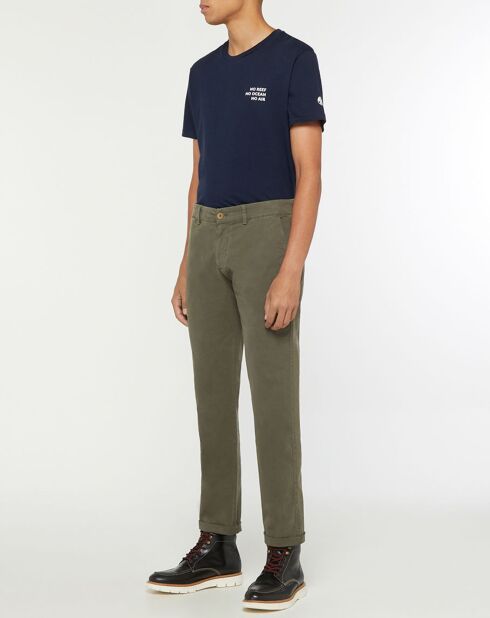 Pantalon Chino Slim en Coton Bio Gabardine Stretch kaki