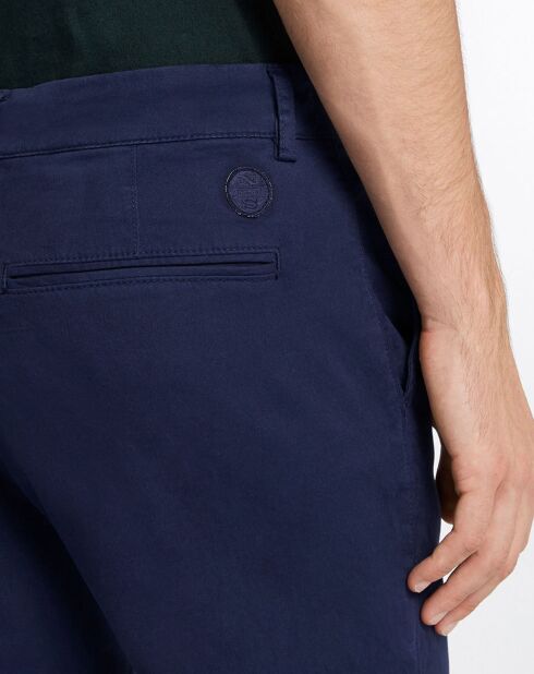 Pantalon Chino Slim en Coton Bio Gabardine Stretch bleu marine