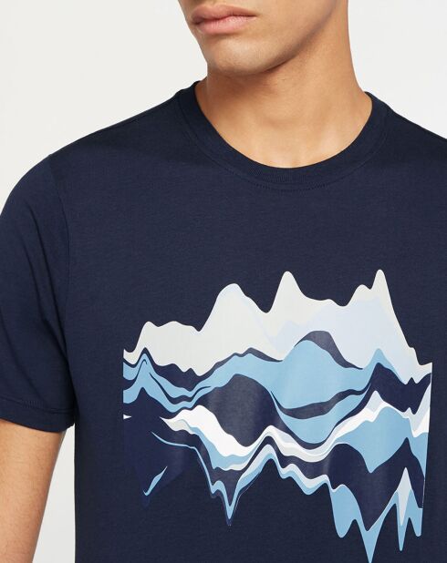 T-shirt blu scuro con grafica in cotone biologico al 100%