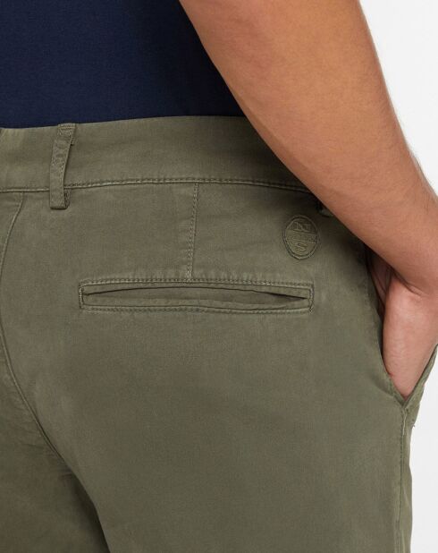 Pantalon Chino Slim en Coton Bio Gabardine Stretch kaki
