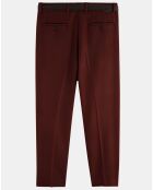 Pantalon Chino Loose Pince Laine mélangée Ceinturé bordeaux