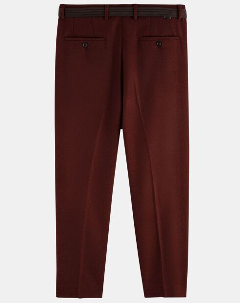 Pantalon Chino Loose Pince Laine mélangée Ceinturé bordeaux