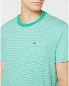 Pocket-T-Shirt aus 100% Bio-Baumwolle mit feinen grün/weißen Streifen
