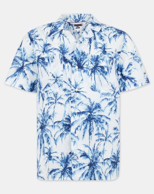 Weiß/blaues Regular Palm Shirt