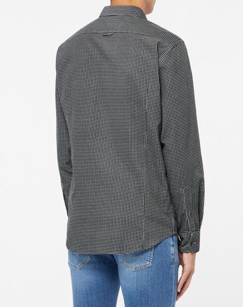 Camicia in velluto a coste con stampa grigia