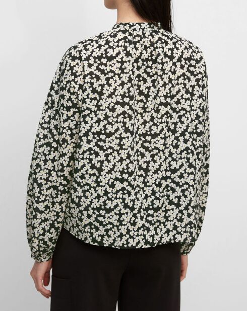 Blouse en Coton bio à fleurs noir/écru