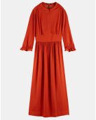 Robe Midi Col Bouton rouge foncé