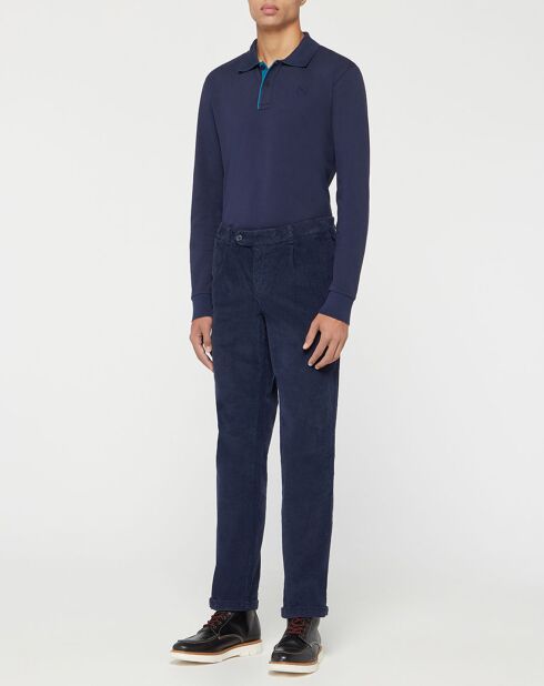 Pantalon Chino Droit en Velours bleu marine