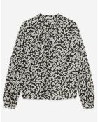 Blouse en Coton bio à fleurs noir/écru