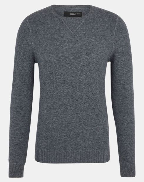 Pull en Laine mélangée Maille Piquée gris