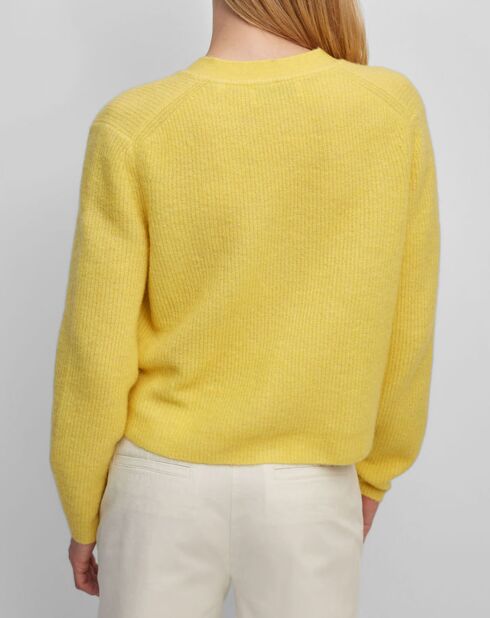 Gilet en Alpaga & Laine mélangés 3 Boutons jaune