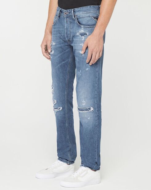 Jean Slim 100% Coton Bio Broken Eged Willbi bleu moyen