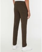 Pantalon Slim Smart Business imprimé chevrons marron