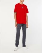 Tjm Tommy Badge Rotes T-Shirt aus 100% Bio-Baumwolle
