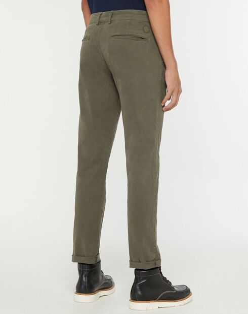 Pantalon Chino Slim en Coton Bio Gabardine Stretch kaki