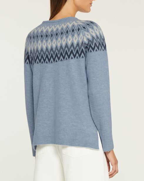 Pull en Laine mélangée Mati à imprimé jacquard bleu