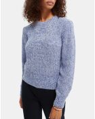 Pull Col Rond Epaulette bleu