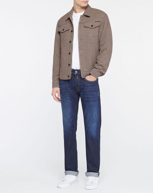 Chaqueta entallada con estampado de pata de gallo beige/multicolor