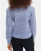 Pull Col Rond Epaulette bleu