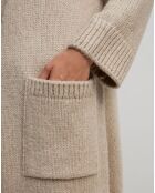 Gilet long en Laine vierge mélangée beige moyen